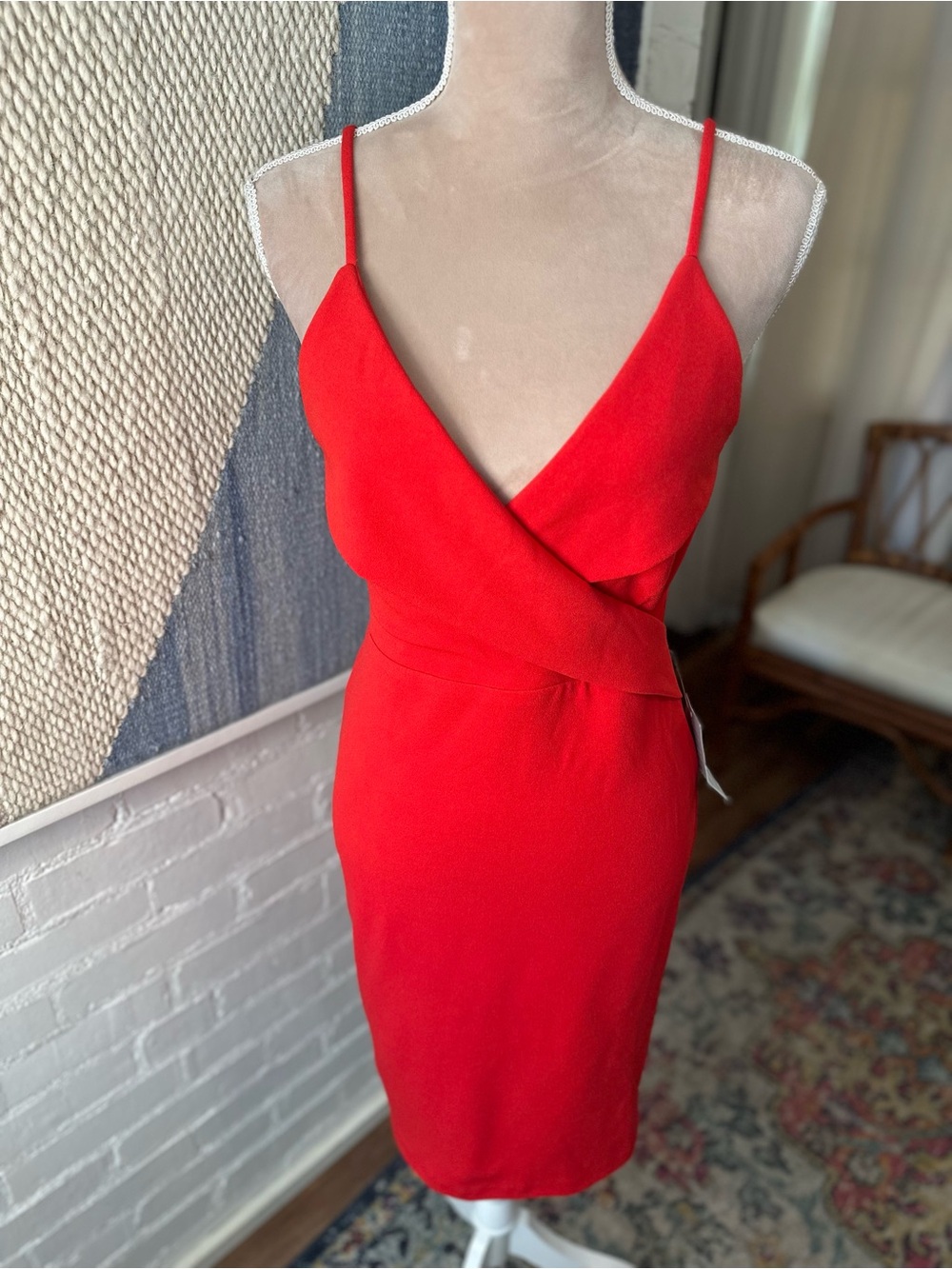 NWT Lulu's Red Faux Wrap Cocktail Dress - Picture 4 of 16